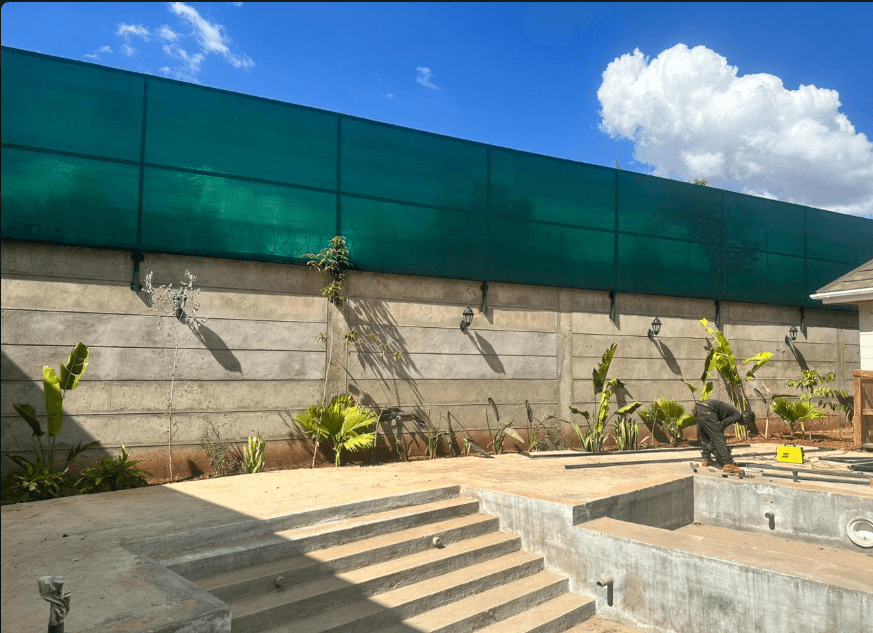 Green privacy screen fence at Oak Place Conference Centre, Ruiru